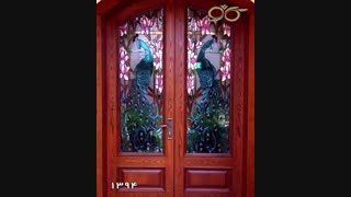 درب ورودی با طرح طاووس ( دوبی ) - ساخته شده با شیشه های استین گلس