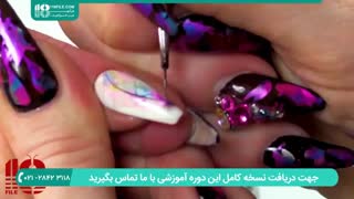 طراحی ناخن - طراحی پر با رنگ اکریلیک