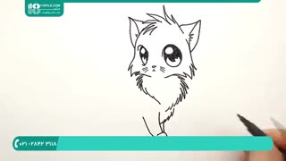 طریقه کشیدن نقاشی گربه بامزه