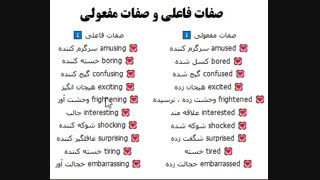 فیلم آموزش گرامر زبان انگلیسی - صفات فاعلی و مفعولی در زبان انگلیسی