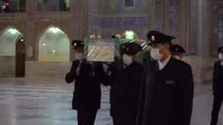 تشییع غریبانه شهید مدافع حرم محمد فیضی در حرم مطهر رضوی