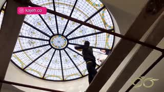 سقف نورگیر شیشه ای ( پروژه کامرانیه ) - ساخته شده از شیشه های استین گلس