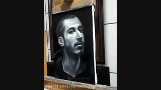 سیاه و سفید گام شناسی در رنگ روغن (پرتره بهرام افشاری)