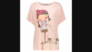 تی شرت زنانه افراتین طرح دختر و سگ کد 3526 رنگ صورتی روشن