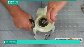عیب یابی تخلیه آب و تعویض قطعه پلاستیکی پمپ ظرفشویی