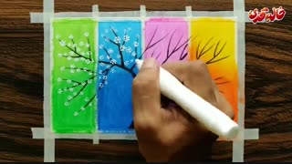 نقاشی با پاستل روغنی - ﺩﺭﺧﺖ و ﺷﮑﻮﻓﻪ - قسمت 1