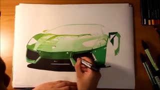 طراحی ماشین لامبورگینی با ماژیک راندو - سایت خط کش