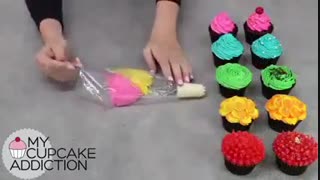 تزیین کاپ کیک رنگی