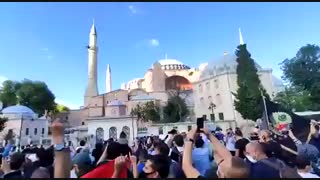 صدای اذان از مسجد ایاصوفیه که قبلا موزه بود❤