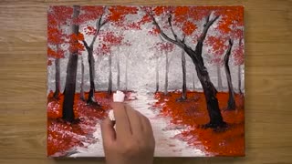 آموزش نقاشی اکریلیک منظره ی غروب دریا برای مبتدیان