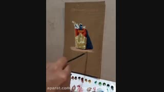 نقاشی رنگ و روغن روی مقواهای بلا استفاده