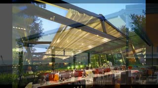 سقف متحرک باغ رستوران-سقف کنترلی تالار عروسی-سقف بازشو فودکورت-سایبان برقی کافه رستوران-سایبان جمعشو رستوران