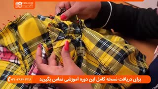 شیوه دوخت پالتو جلو باز یقه گرد زنانه