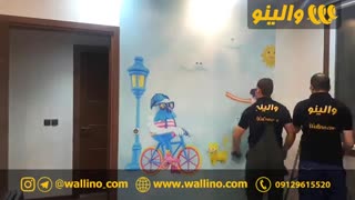 پوستر اتاق کودک طرح کارتونی  نمونه نصب شده - والینو