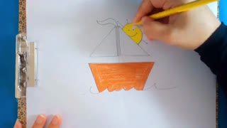 آموزش نقاشی قایق کودکانه