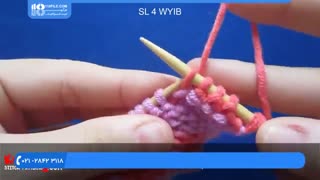 آموزش بافتنی برجسته با دو رنگ کاموا