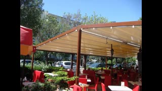 حقانی 09380039391-زیباترین ایده سقف متحرک رستوران- جدیدترین سایبان برقی کافه رستوران ایتالیایی- فروش سقف برقی فودکورت