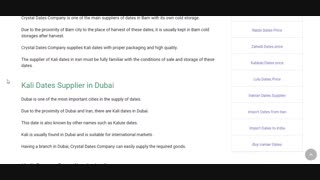 Kali Dates Supplier Crystal Dates