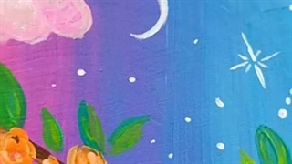 آموزش نقاشی روی قسمتی از تنه ی درخت